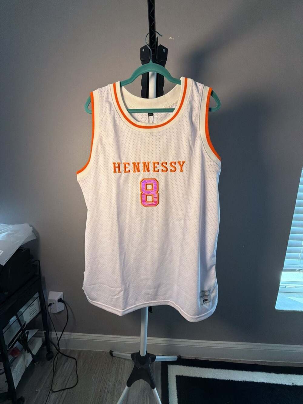 Hennessy Basketball Jersey Size XL White Orange Number 8